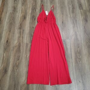 Francesca's Women's Red Sleeveless Mi Ami Jumpsuit Size Medium NWT Wide Leg
